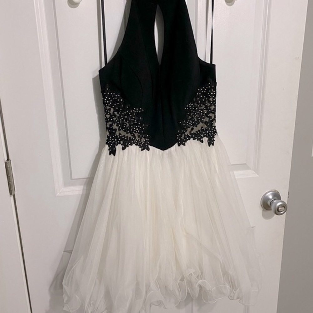 Formal dress, ivory and black